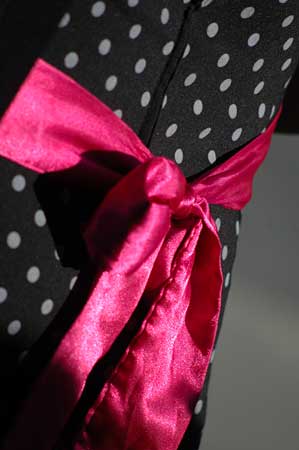 pink and black and white polka dots